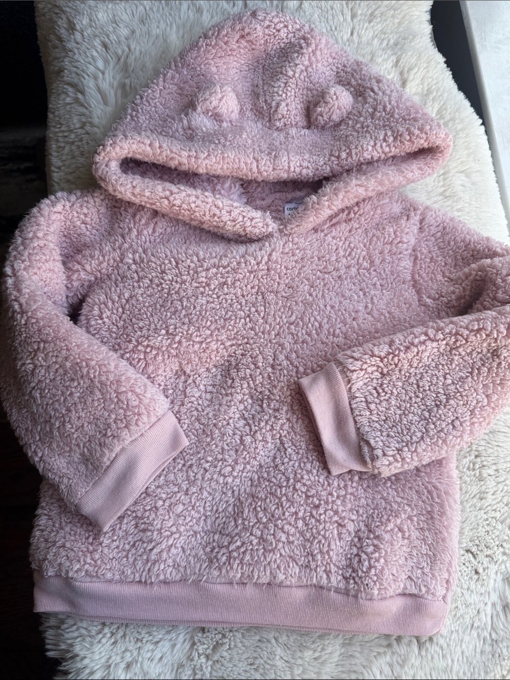 Carter's 4T Light Pink Sherpa Hoodie with Ear Details
